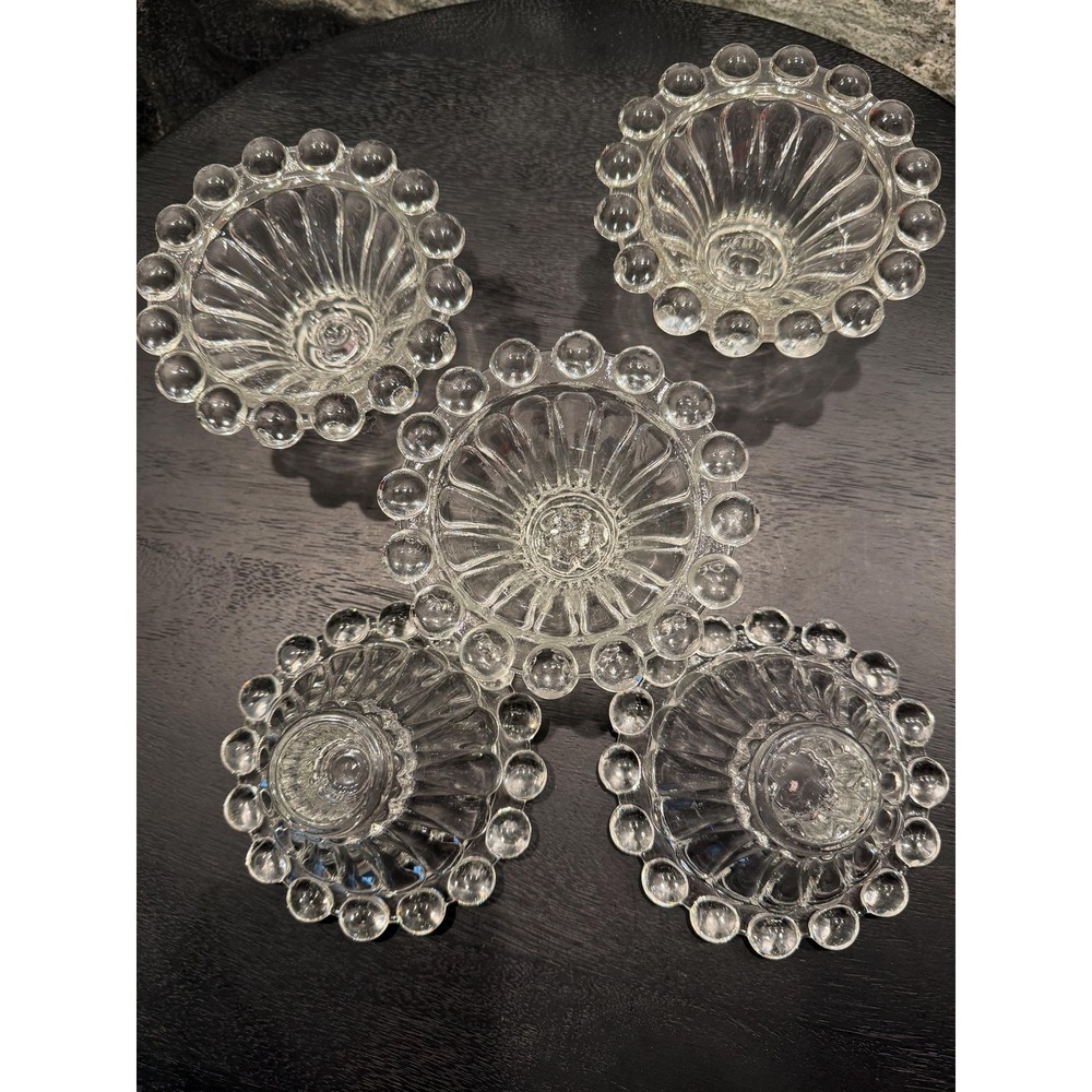 Vintage Anchor Hocking Boopie Berwick Bubble Candlestick Holders - Set of 5